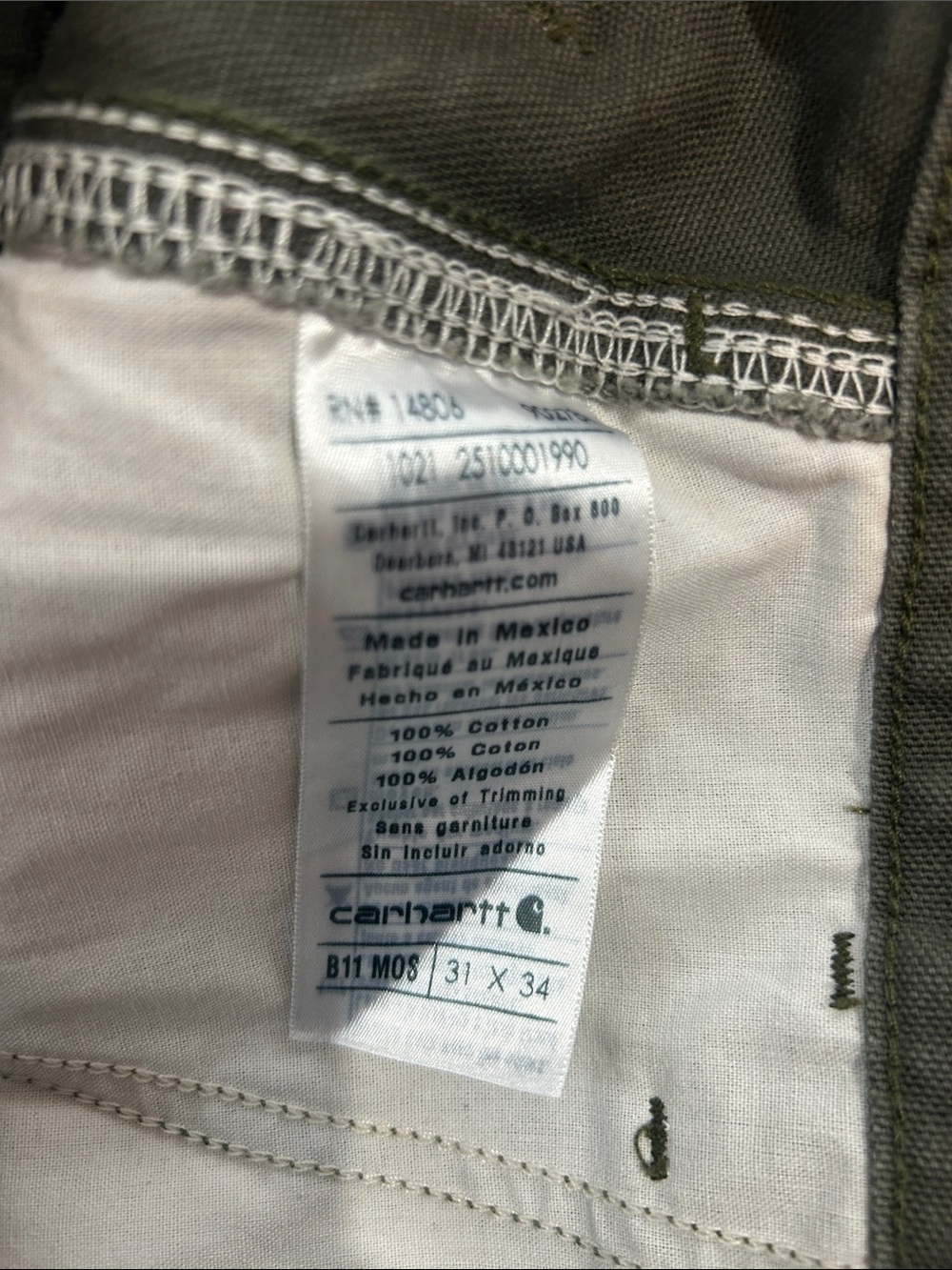 Carhartt Men's Olive Canvas carpenter Work size 31 - Picture 5 of 10